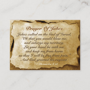 Prayer of Jabez 1 Chronicles 4:10, Bible Verse Visitkort