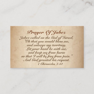Prayer of Jabez 1 Chronicles 4:10, Bible Verse Visitkort