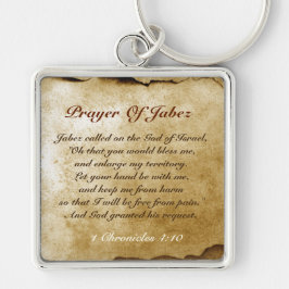 Prayer of Jabez Bible Verse Keychain Fyrkantig Silverfärgad Nyckelring