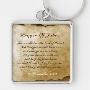Prayer of Jabez Bible Verse Keychain Fyrkantig Silverfärgad Nyckelring