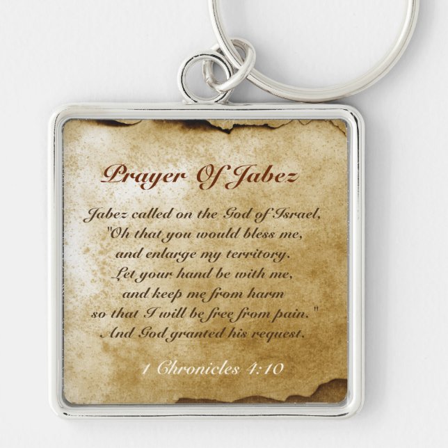 Prayer of Jabez Bible Verse Keychain Fyrkantig Silverfärgad Nyckelring (Framsidan)