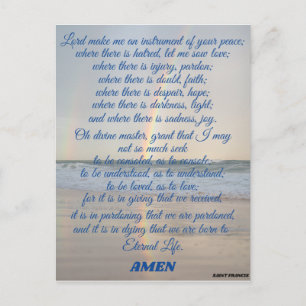 Prayer of Saint Francis Photo Print Vykort