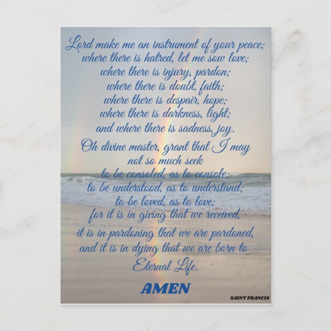 Prayer of Saint Francis Photo Print Vykort (Framsida)
