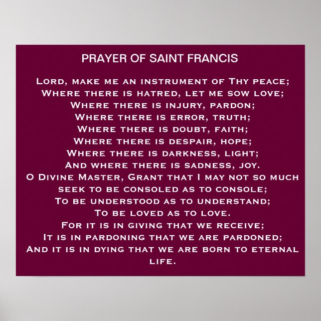 Prayer of Saint Francis Poster (Framsidan)