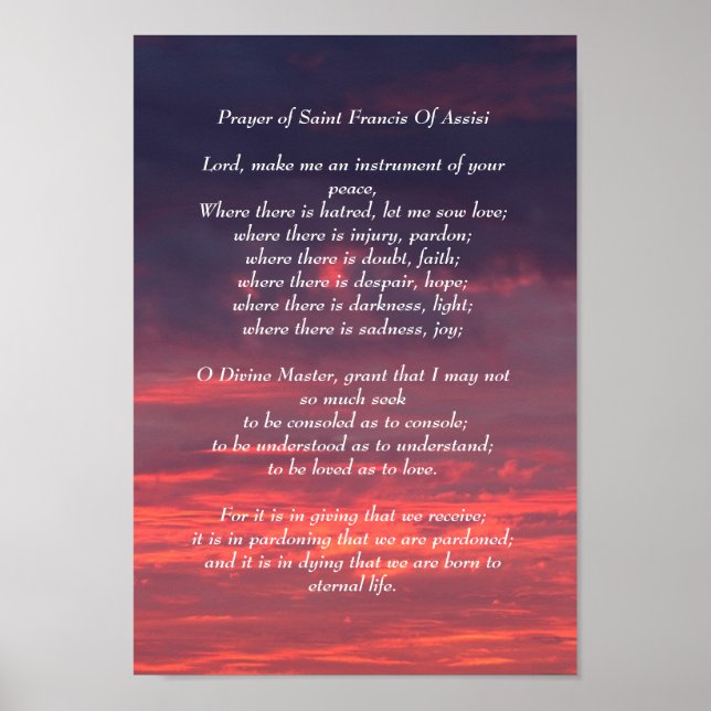 Prayer of Saint Francis Poster (Framsidan)