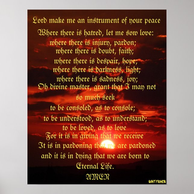 Prayer of Saint Francis Poster (Framsidan)