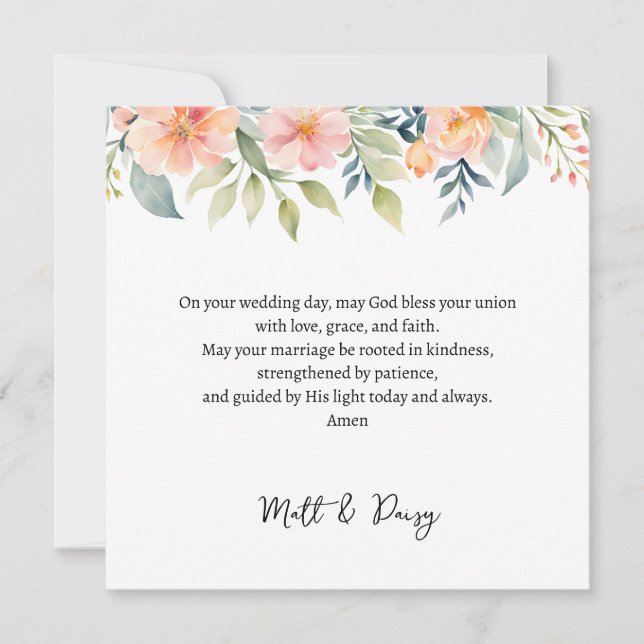 Prayer on Your Wedding Day Card | Wedding Blessing Kort (Framsida)