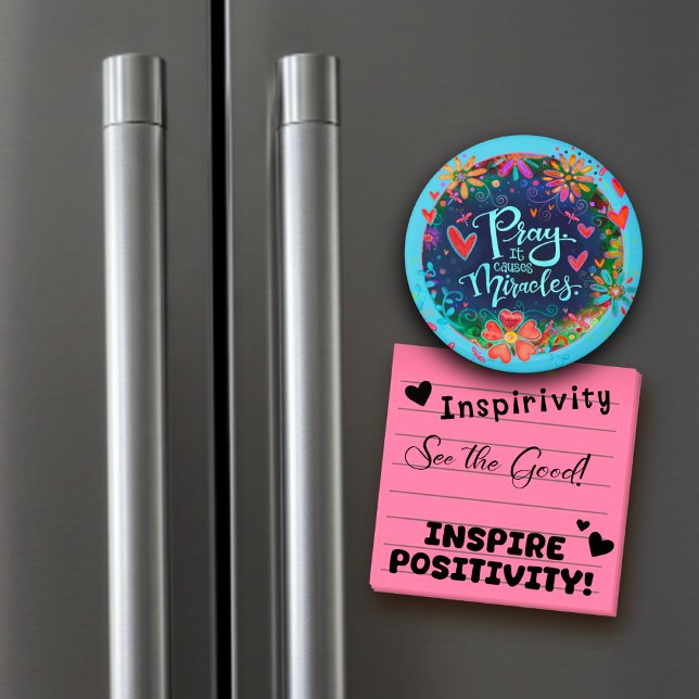 Prayer orsakar Miracles Söt Blommigt Inspirivitet Magnet (Skapare uppladdad)