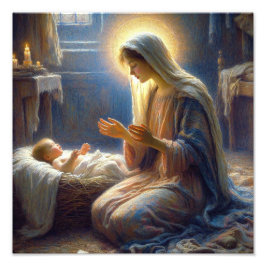 Prayer över baby Jesus Fototryck