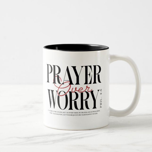 Prayer Over Worry mug Två-Tonad Mugg (Höger)