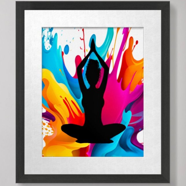 Prayer Pose Yoga-kvinna hårstrå Andlig färg Poster (Skapare uppladdad)