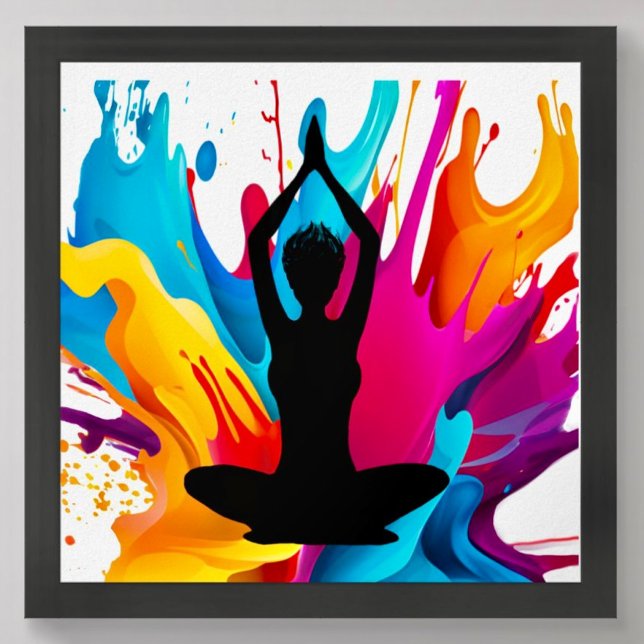 Prayer Pose Yoga-kvinnan spikade hår Andlig färg Poster (Skapare uppladdad)