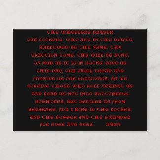 PRAYER-postkort för WHEELERS PRAYER Vykort