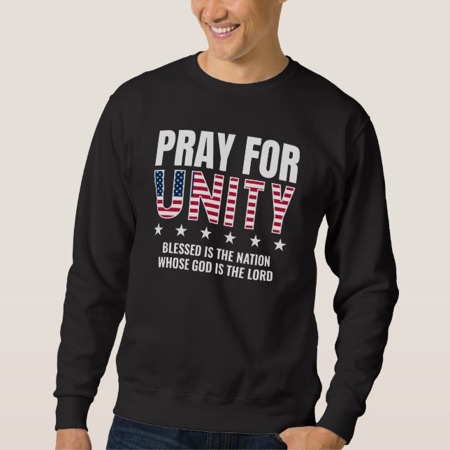 Prayer PRAY FOR UNITY USA Christian Lång Ärmad Tröja (Framsida)