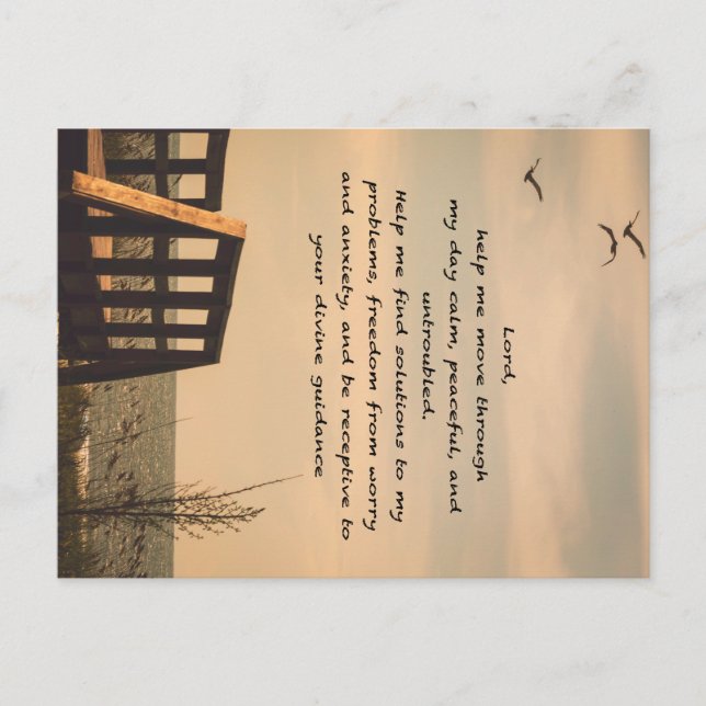 Prayer Serenity Peace Guidance Sunny Sjölandskap Vykort (Framsida)