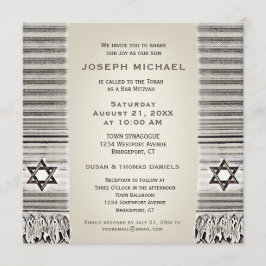 Prayer Shawl Tan Pub Mitzvah Inbjudningar