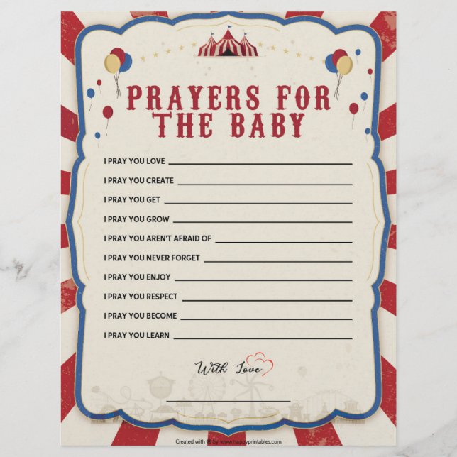 Prayer till Baby [Circus-temat] Brevhuvud (Framsida)