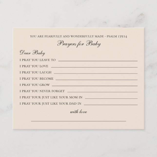 Prayer till baby. Enkel minimalistisk rosa önskemå Rådkort (Framsida)