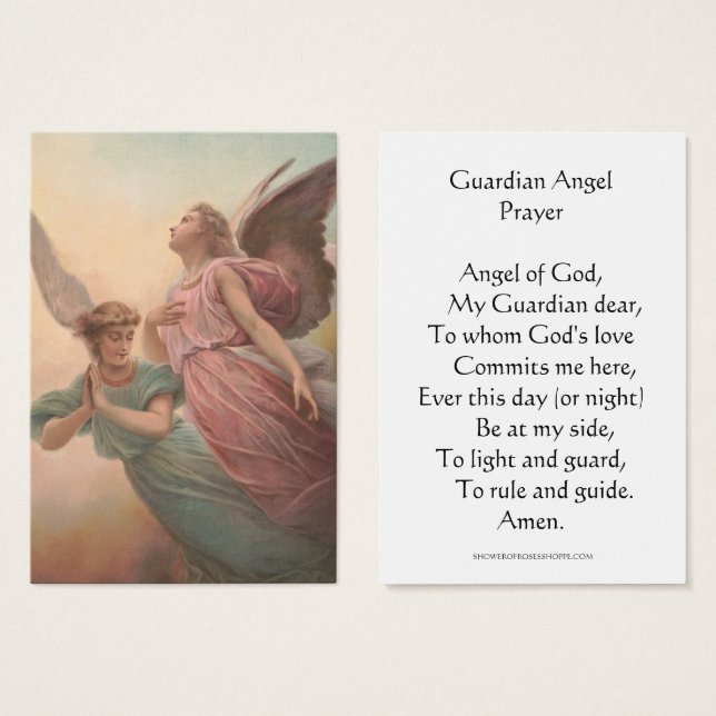 Prayer till ditt Guardian Angel Heliga Card Visitkort (Framsida & baksida)