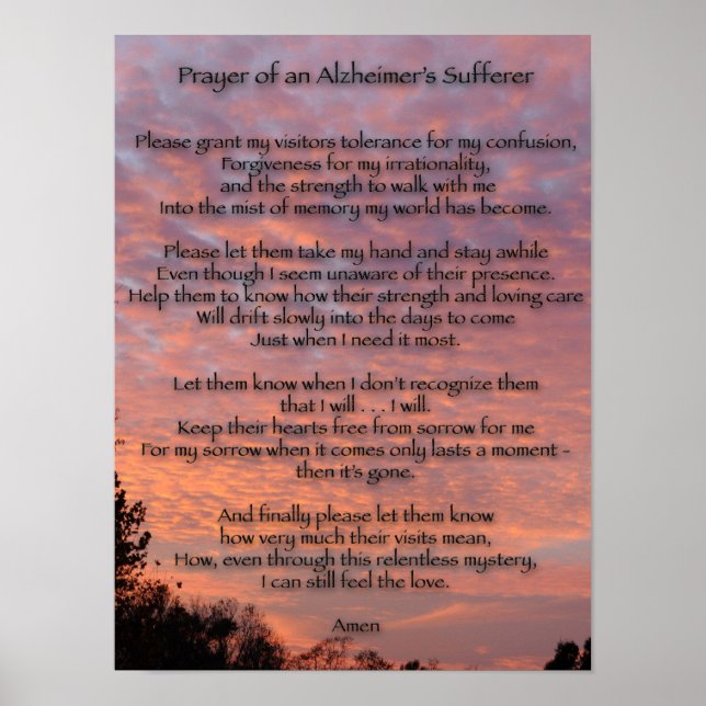 Prayer till en Alzheimer-drabbare Poster (Framsidan)