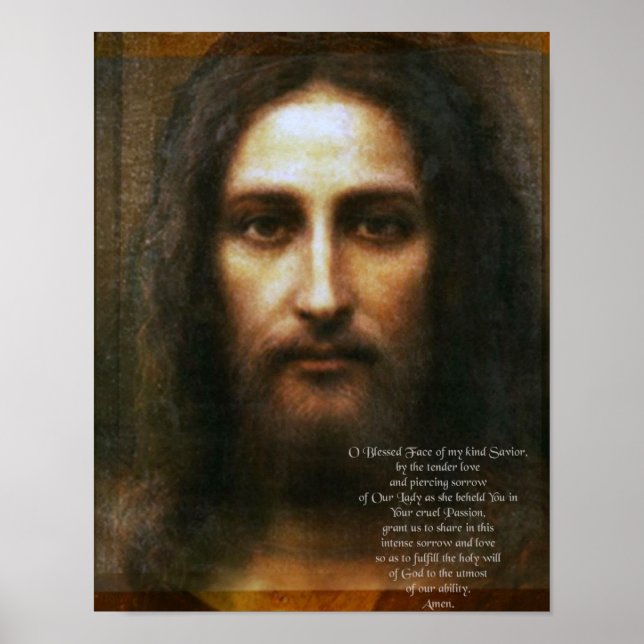 Prayer till Jesus Heliga Ansikte. Poster (Framsidan)