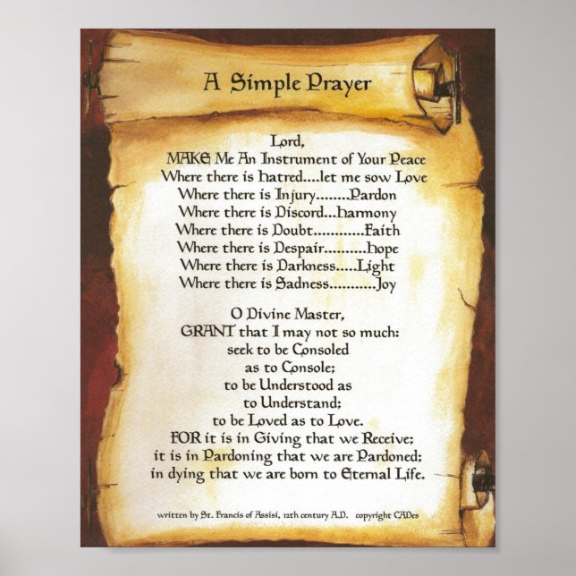Prayer till Saint-Francis av Assisi 15:17 Paris Poster (Framsidan)
