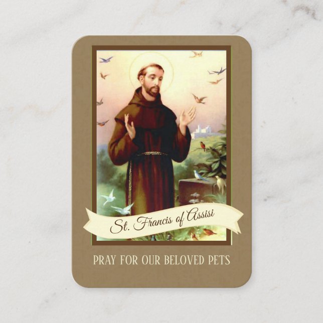 Prayer till St. Francis of Assisi for Pets Heliga  Visitkort (Framsida)