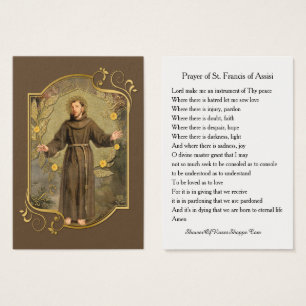 Prayer till St. Francis of Assisi Heliga Card Visitkort
