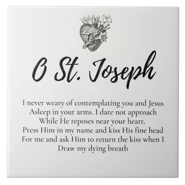 Prayer till St. Joseph Ceramic Tile Kakelplatta (Framsidan)