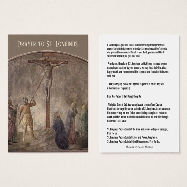 Prayer till St Longinus - Centurion vid Crucifixio Visitkort (Framsida & baksida)