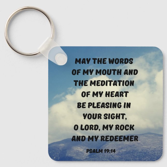 Prayer to Alway Gud Psalm 19:14 Bible Verse Nyckelring (Framsida)
