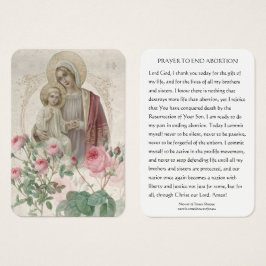 Prayer to End Abortion Pro-life-Religiösan Mary Visitkort