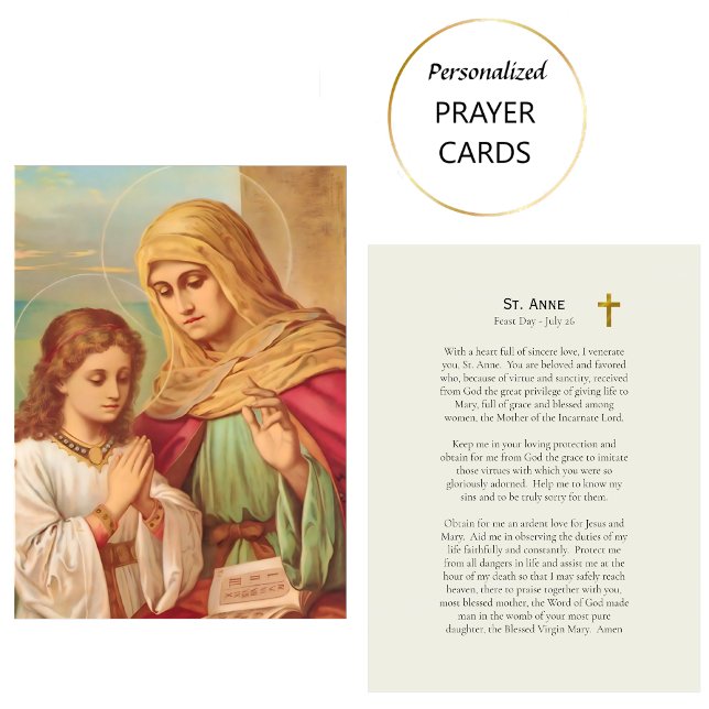 Prayer to St. Anne, Catholic Prayer Card Placeringskort (Skapare uppladdad)