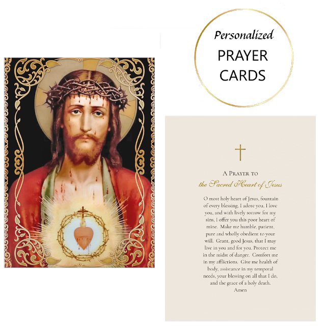 Prayer to the Sacred Heart of Jesus Prayer Card    Placeringskort (Skapare uppladdad)