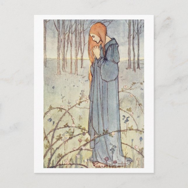 Prayer Vintage Illustration Vykort (Framsida)