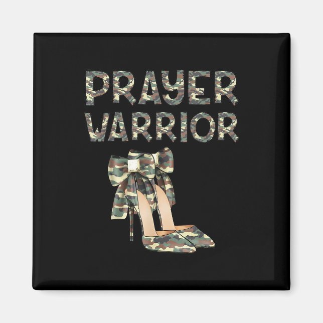 Prayer Warrior Camo High Heels Bow Faith God Jesus Magnet (Framsidan)