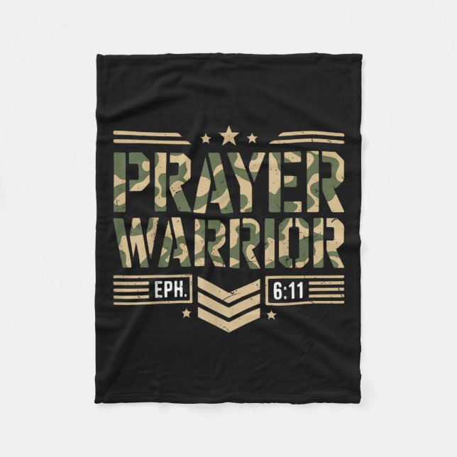 Prayer Warrior Jesus Christian Manar Armor av Gud  Fleecefilt (Framsidan)