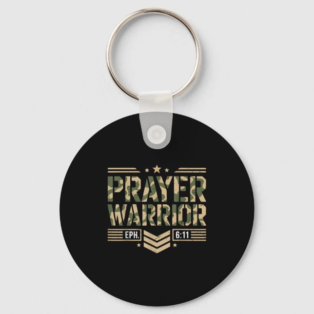 Prayer Warrior Jesus Christian Manar Armor av Gud  Nyckelring (Framsida)