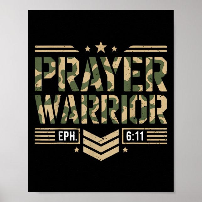 Prayer Warrior Jesus Christian Manar Armor av Gud  Poster (Framsidan)
