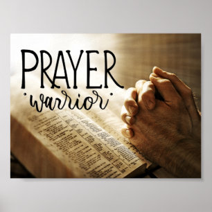 PRAYER WARRIOR Praying Händer på Open Bible Poster