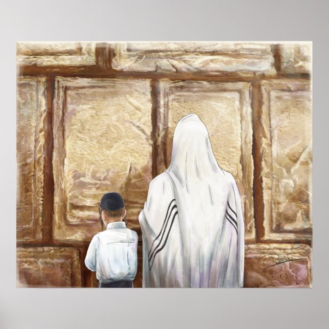Prayer Western Wall Jerusalem Old City Israel Poster (Framsidan)