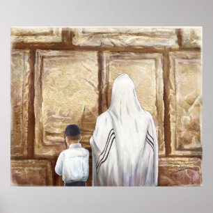 Prayer Westernare vägg Jerusalem Gamla staden Isr Poster