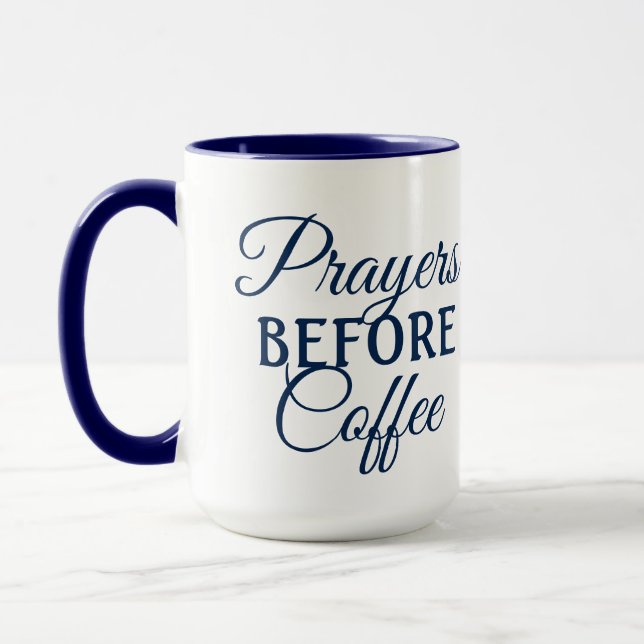 "Prayers before Coffee" Two-Tone Christian Mugg (Vänster)