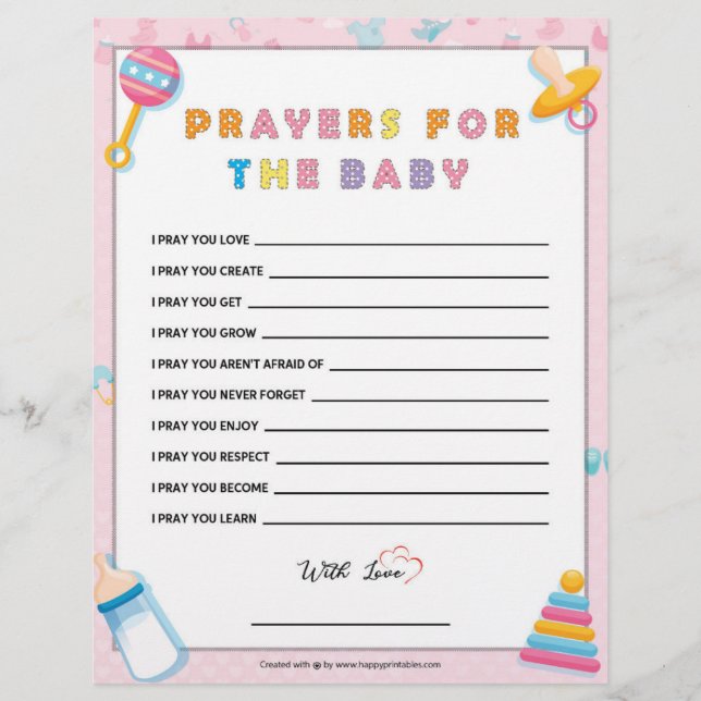 Prayers for Baby [Baby Basics Rosa] Brevhuvud (Framsida)