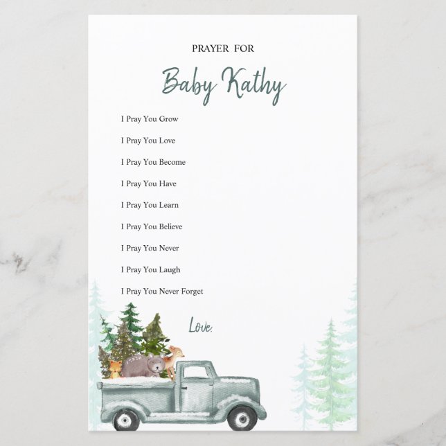 Prayers for Baby Card för trädjur (Framsida)