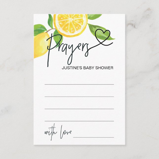 Prayers for Baby Shower Wish Card, sommarleemons Tilläggskort (Framsida)