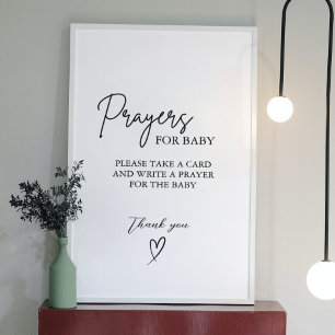 Prayers for Baby well Önskemål for Baby dusch Sign Poster