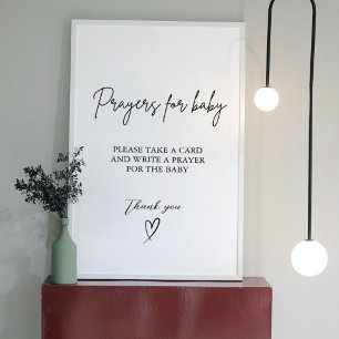 Prayers for Baby well Önskemål for Baby dusch Sign Poster