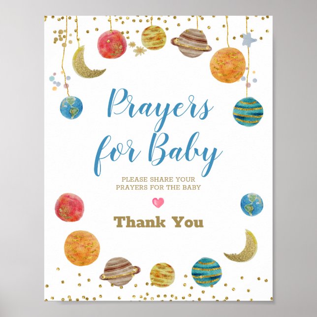 Prayers i Rymden vid Baby Guld Glitter Poster (Framsidan)