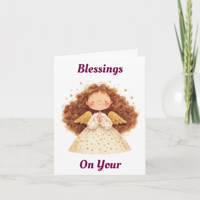 Praying Angel Birthday Greeting Card Kort (Framsida)